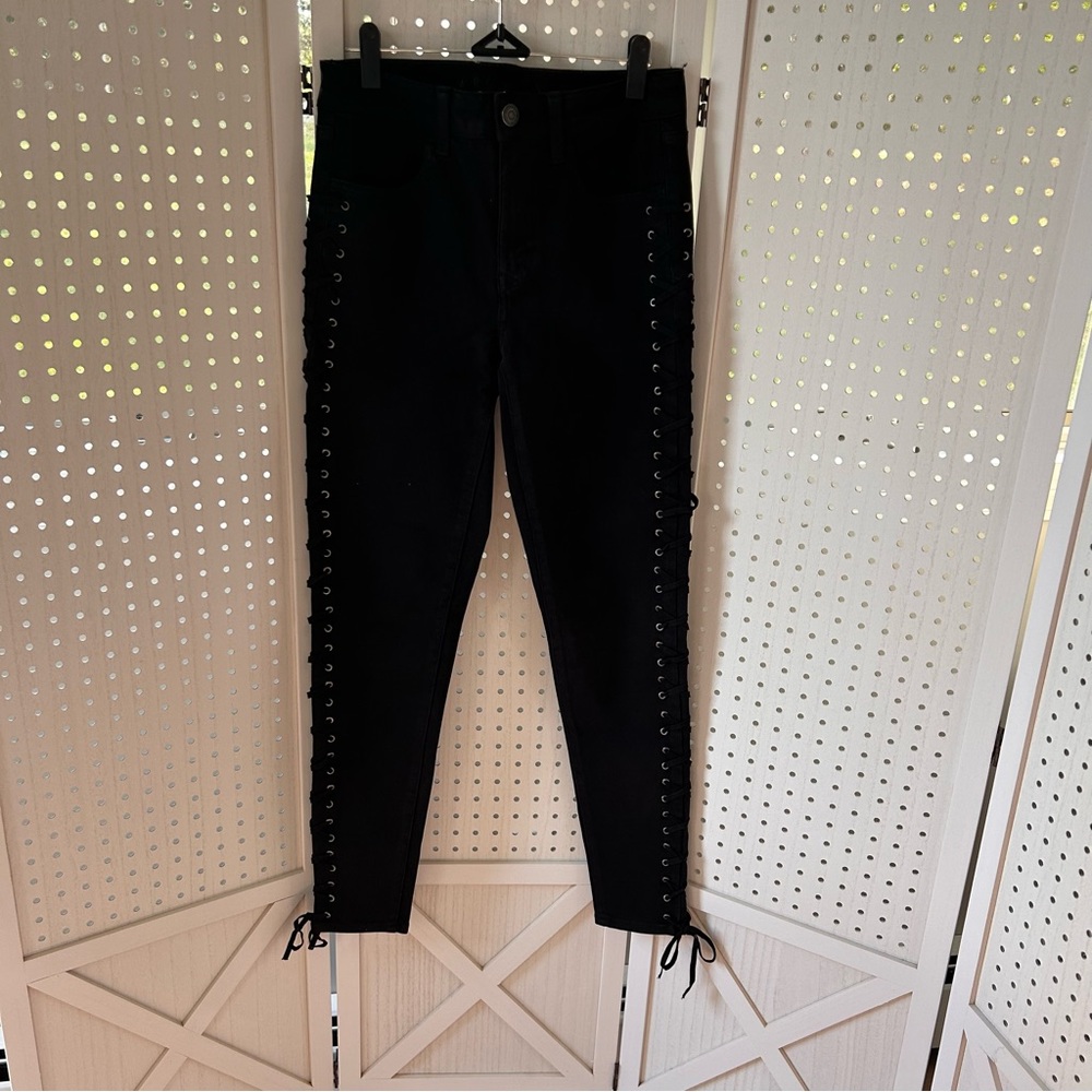 American Eagle Outfitters Black lace up Stretch Jeans